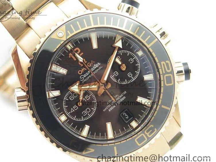 0328 Seamaster Pro Chrono RG Best Edition Black Ceramic Black Dial On RG Bracelet A ComfortFit 8130